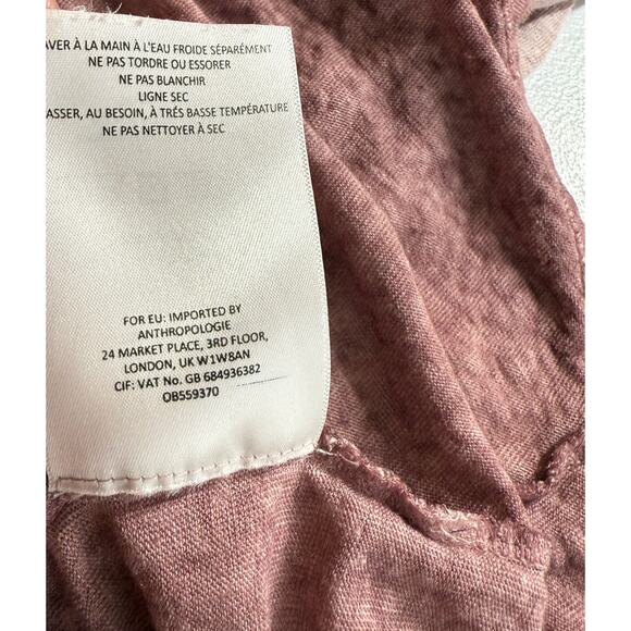 Akemi + Kim Anthropologie Top Womens Small Pink Linen Lace Comfort Long Sleeve - Picture 9 of 9